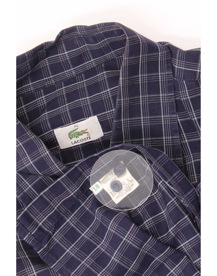 Lacoste Chemise Homme Taille 42 Grand Coton à Carreaux Bleu Marine