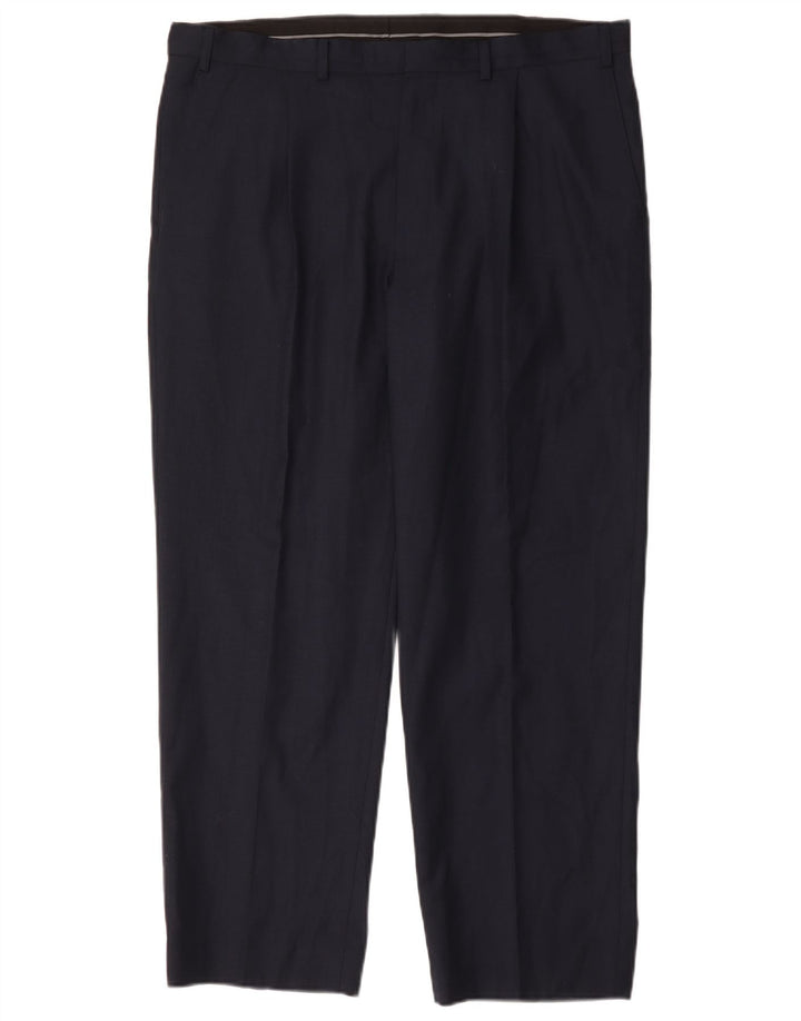 Marks & Spencer Pantalon Chino Pegged Homme W38 L29 Laine Bleu Marine