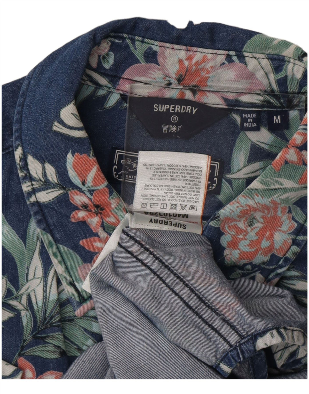 SUPERDRY Chemise à Manches Courtes Homme Bleu Marine Floral Viscose