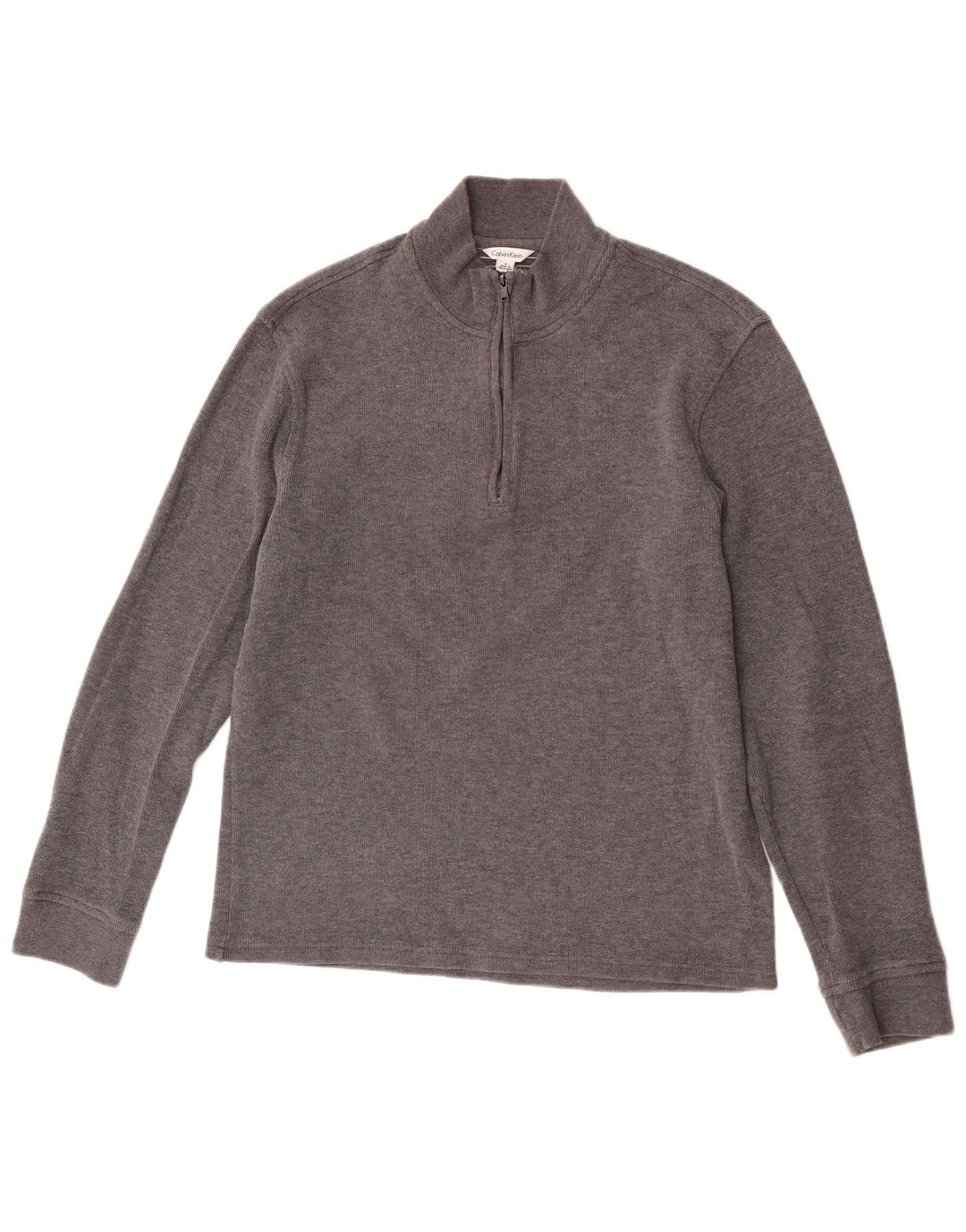 Calvin Klein Sweat-shirt à col zippé pour homme Petit gris Coton