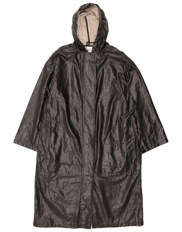 Topshop Manteau imperméable surdimensionné à capuche pour femme UK 10 Petit coton noir
