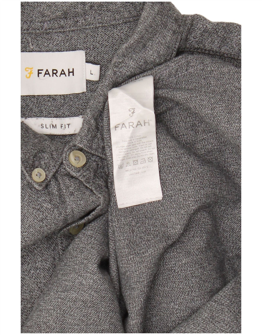 Farah Chemise Slim Fit Homme Gris Coton