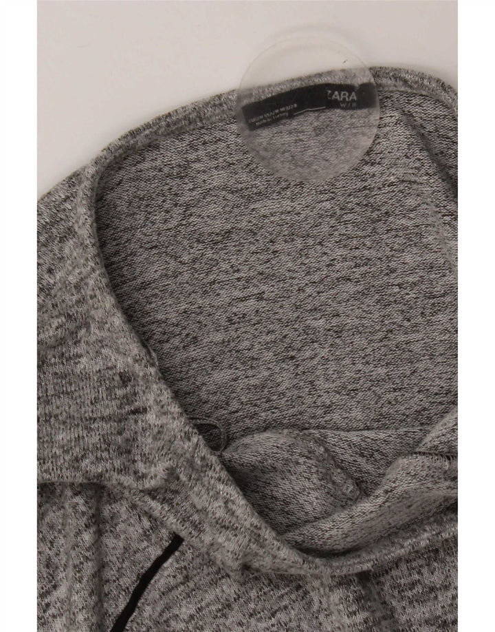 Zara Femme Haut Oversize Manches 3/4 UK 14 Gris Moyen Moucheté