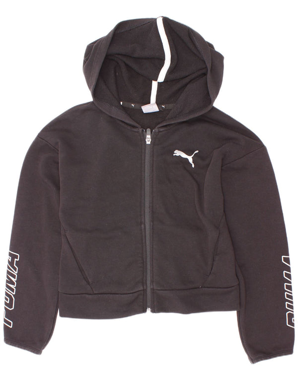 Puma Sweat à capuche graphique zippé fille 9-10 ans Noir Coton