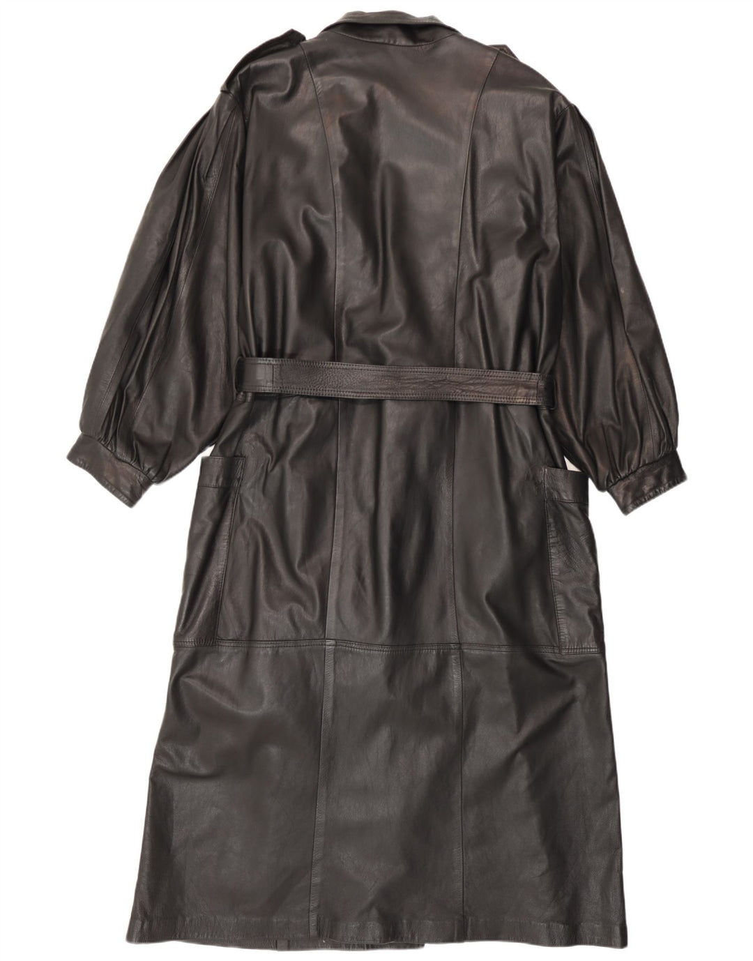 manteau en cuir militaire femme vintage UK 14 Noir Moyen