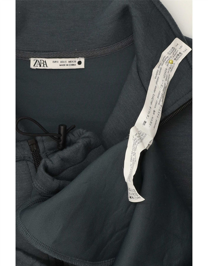 Zara Veste de survêtement surdimensionnée pour femme UK 10 Petit Bleu Polyester