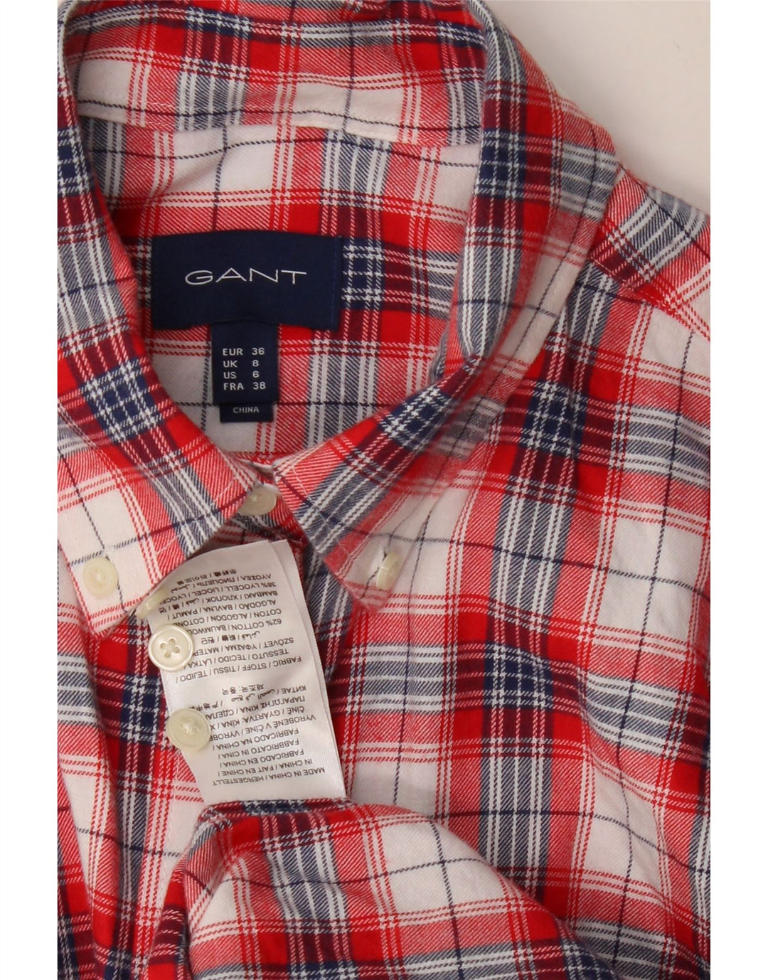 GANT Chemise longue surdimensionnée en flanelle pour femme UK 8 Petit carreaux rouges en coton