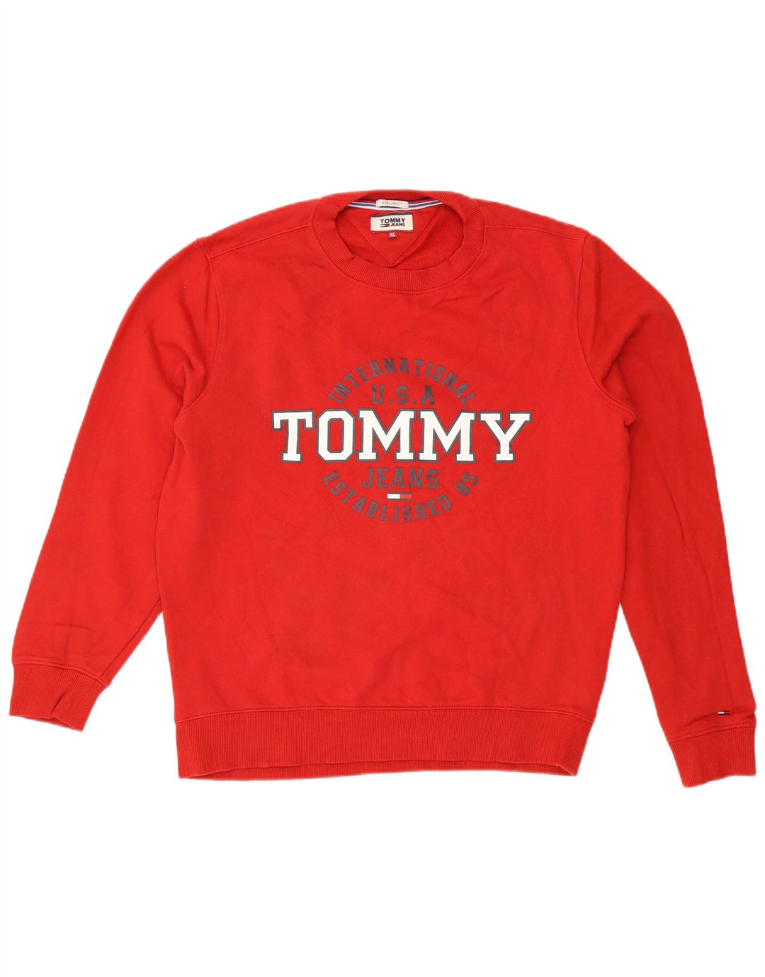 Tommy Hilfiger Sweat-shirt graphique coupe régulière pour homme XL Rouge Coton
