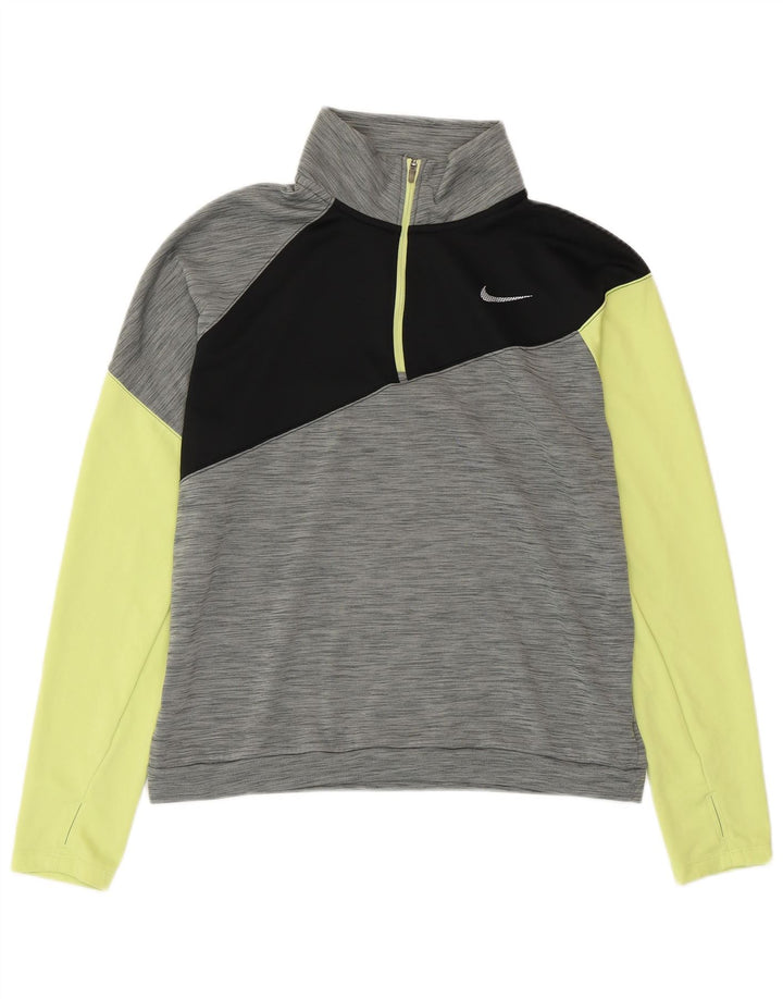 NIKE Haut de survêtement Dri Fit pour femme UK 14 Gris moyen Colourblock
