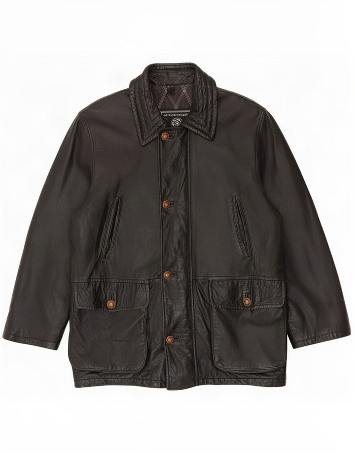 Salvatore Lepore Manteau en cuir pour homme IT 52 XL Noir