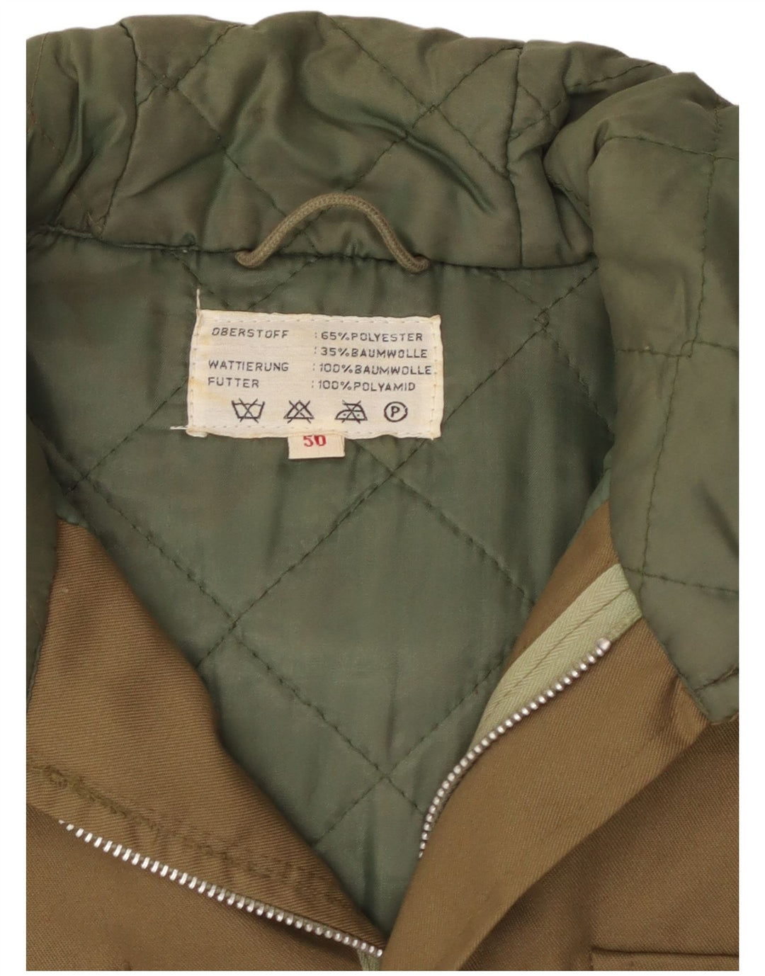 VINTAGE Veste militaire à capuche pour homme IT 50 Grand coton kaki
