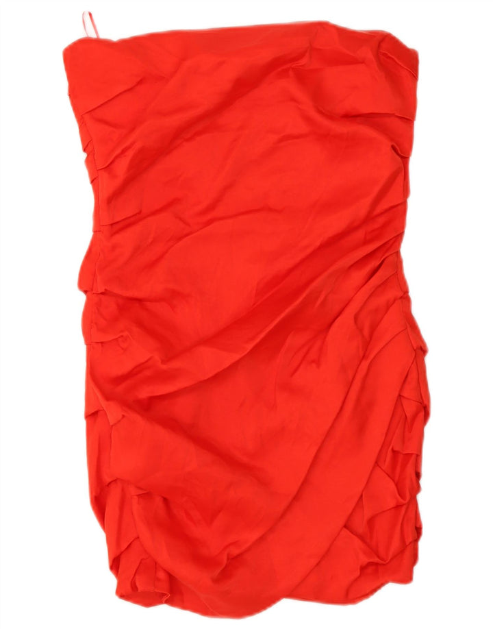 Zara Femme Robe Bustier UK 8 Petite Viscose Rouge