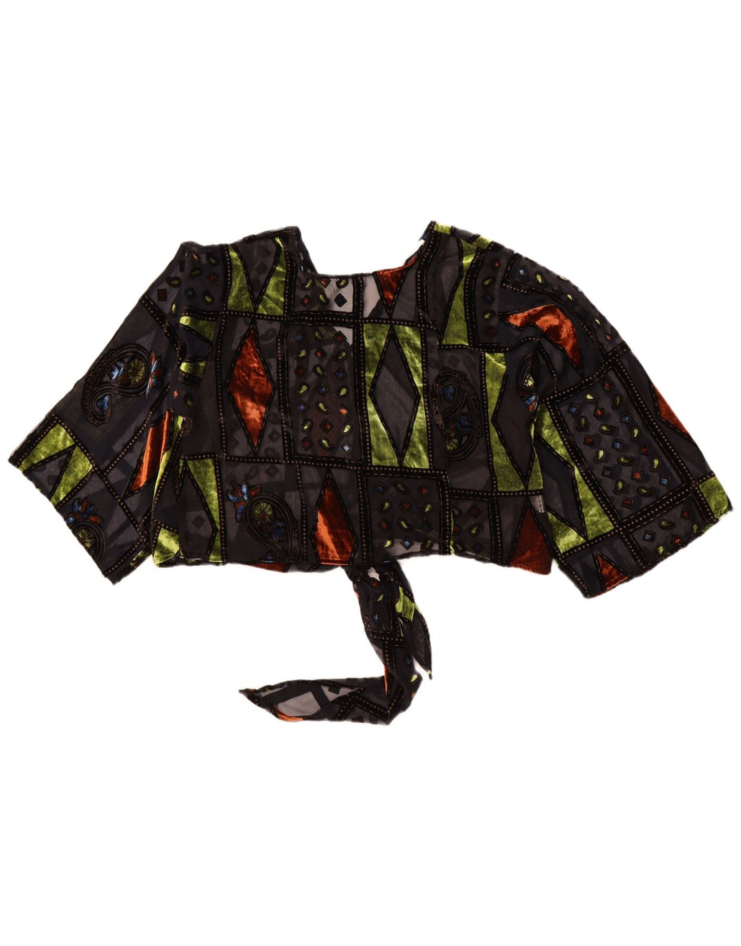 MOTEL Boléro transparent surdimensionné pour femme UK 10 Petit patchwork noir