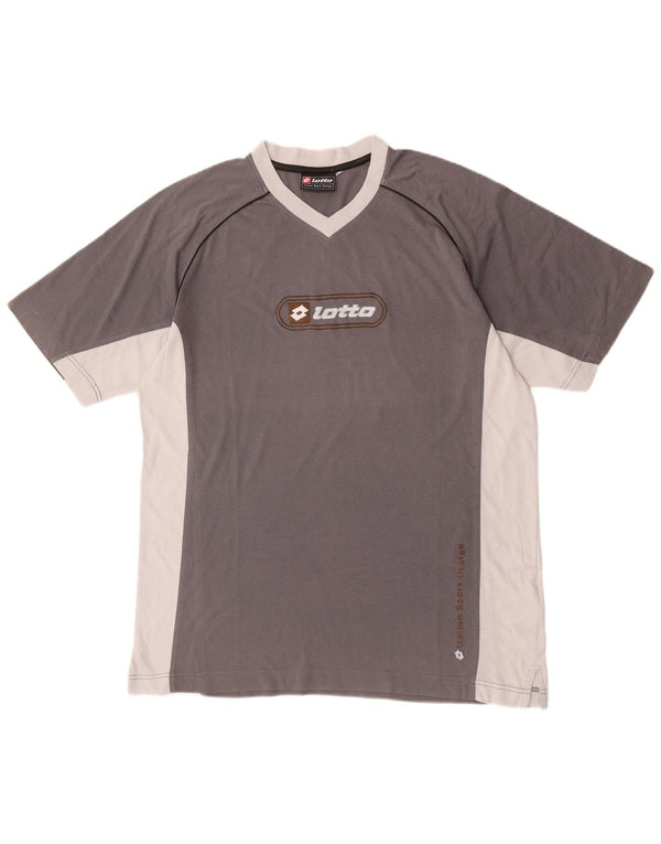 Lotto T-shirt graphique pour homme UK 42/44 XL Gris Colorblock Coton