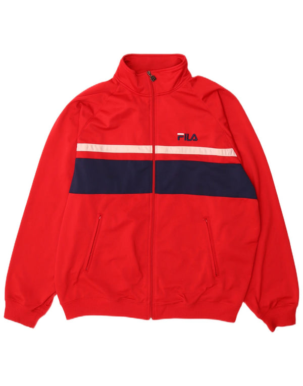 Fila Veste de survêtement pour homme XL Rouge Colorblock Polyester