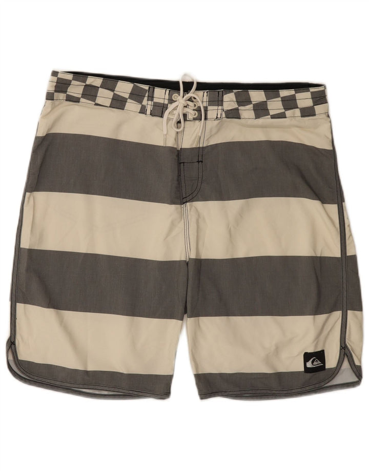 Quiksilver Short de Bain Homme Large Rayé Blanc Cassé Polyester