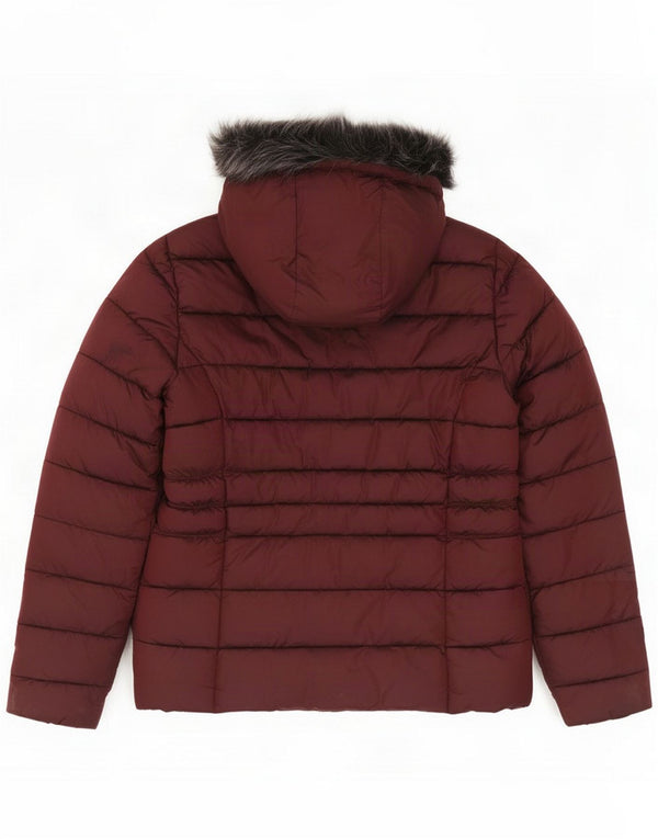 Superdry Veste matelassée à capuche pour femme UK 8 Small Bordeaux Polyester