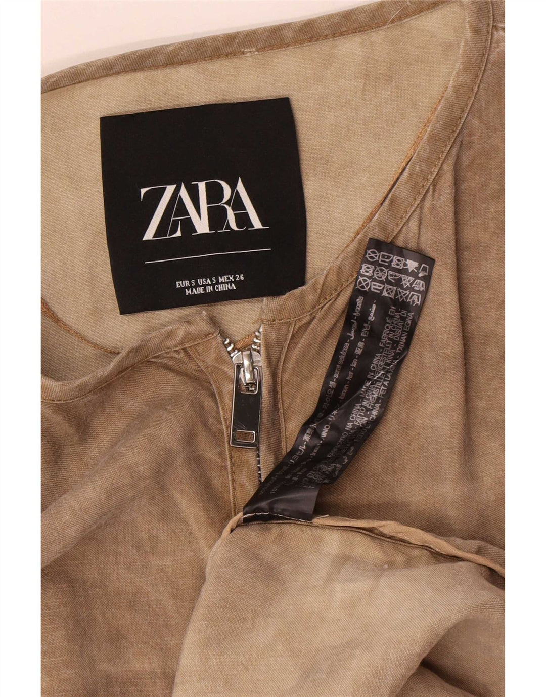 Zara Robe droite surdimensionnée à manches longues pour femme UK 10 Petit Lyocell Beige