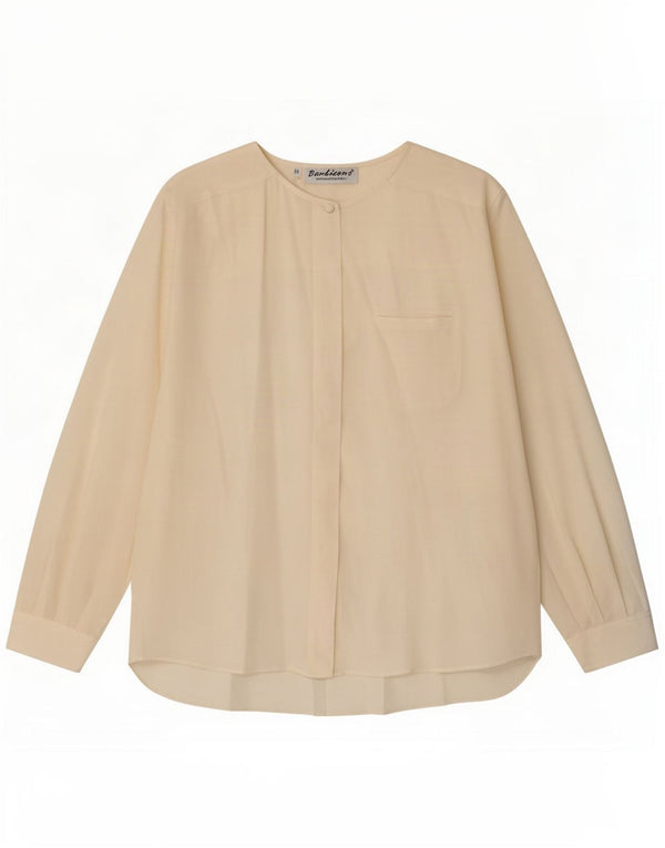 vintage Femme Chemise Oversize Blouse IT 50 XL Soie Beige