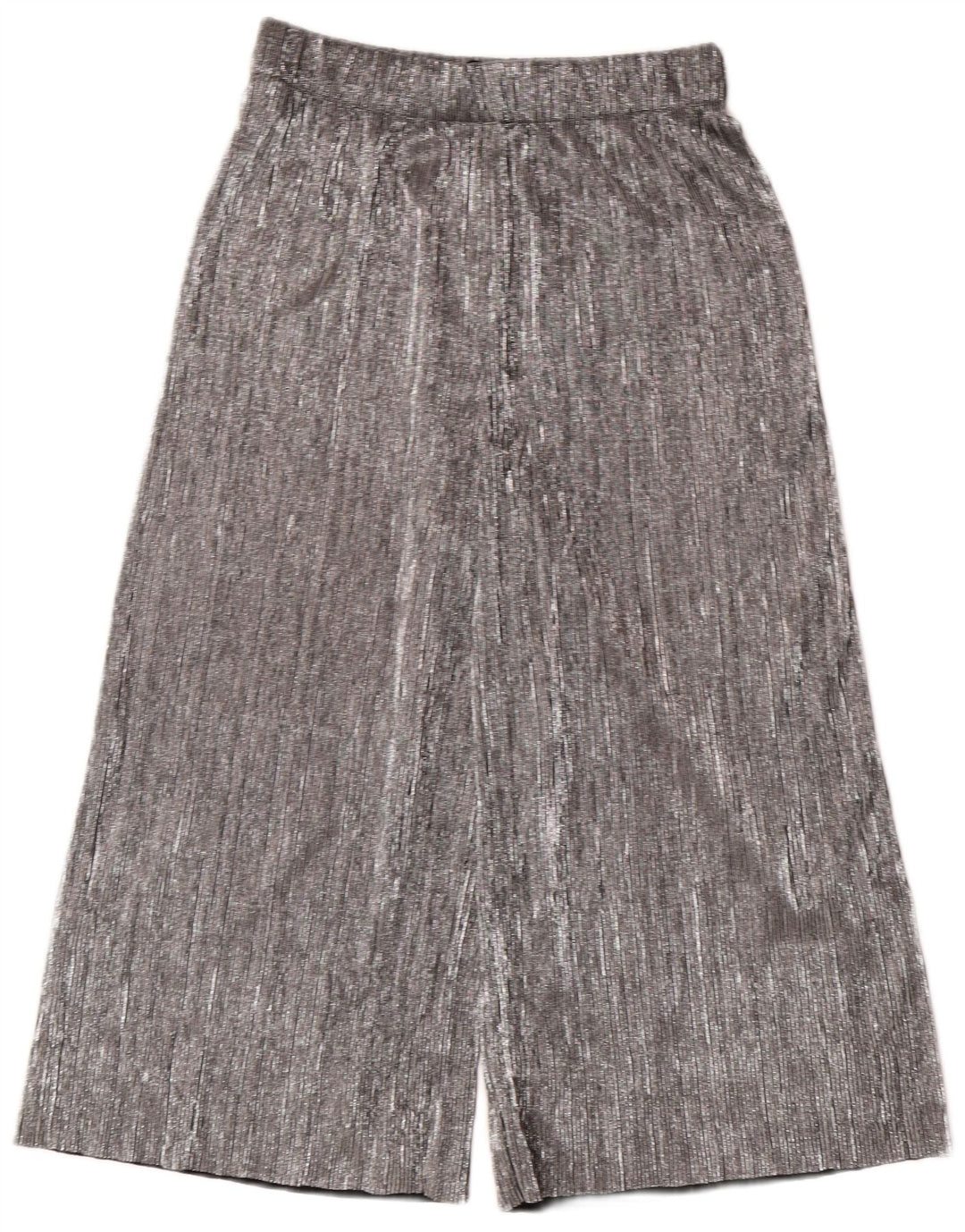 Pantalon Capri Jambe Large Femme ZARA XS W24 L20 Argent Polyester