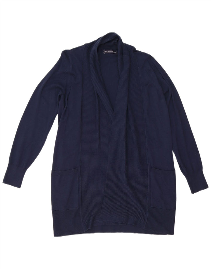 Marks & Spencer Pull cardigan ouvert pour femme UK 10 Small Bleu marine Viscose
