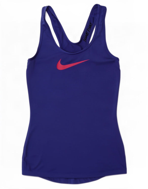 Nike Femme Dri Fit Graphic Débardeur UK 6 XS Bleu Marine Polyester
