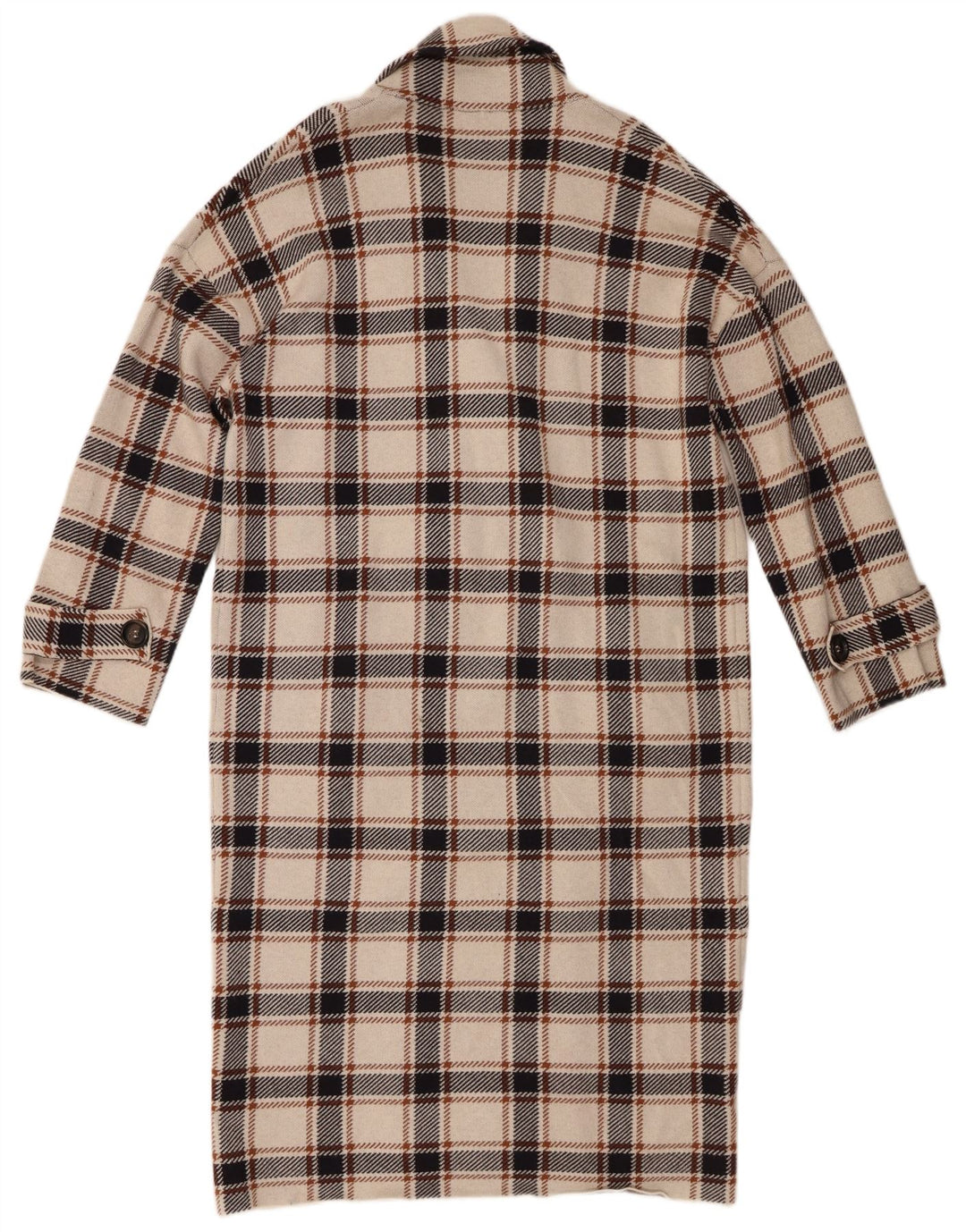 Zara Manteau croisé pour femme UK 10 Petite viscose à carreaux beige