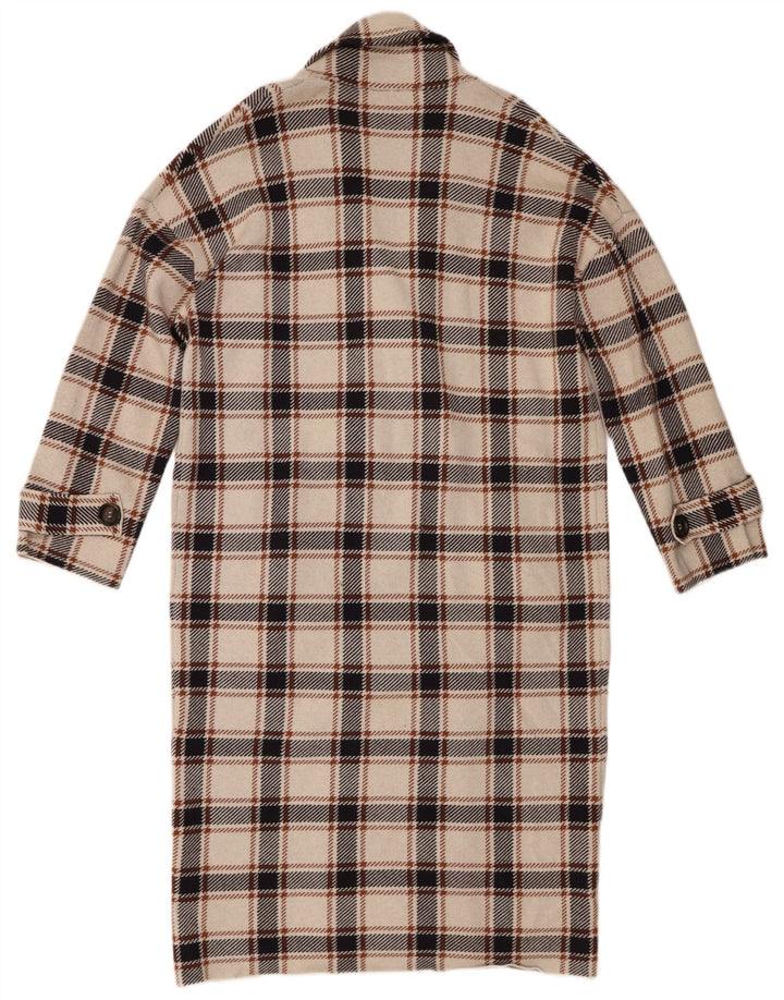 Zara Manteau croisé pour femme UK 10 Petite viscose à carreaux beige