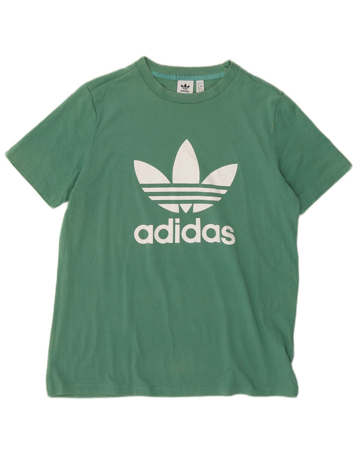 ADIDAS T-shirt graphique pour femme UK 16 Grand coton vert