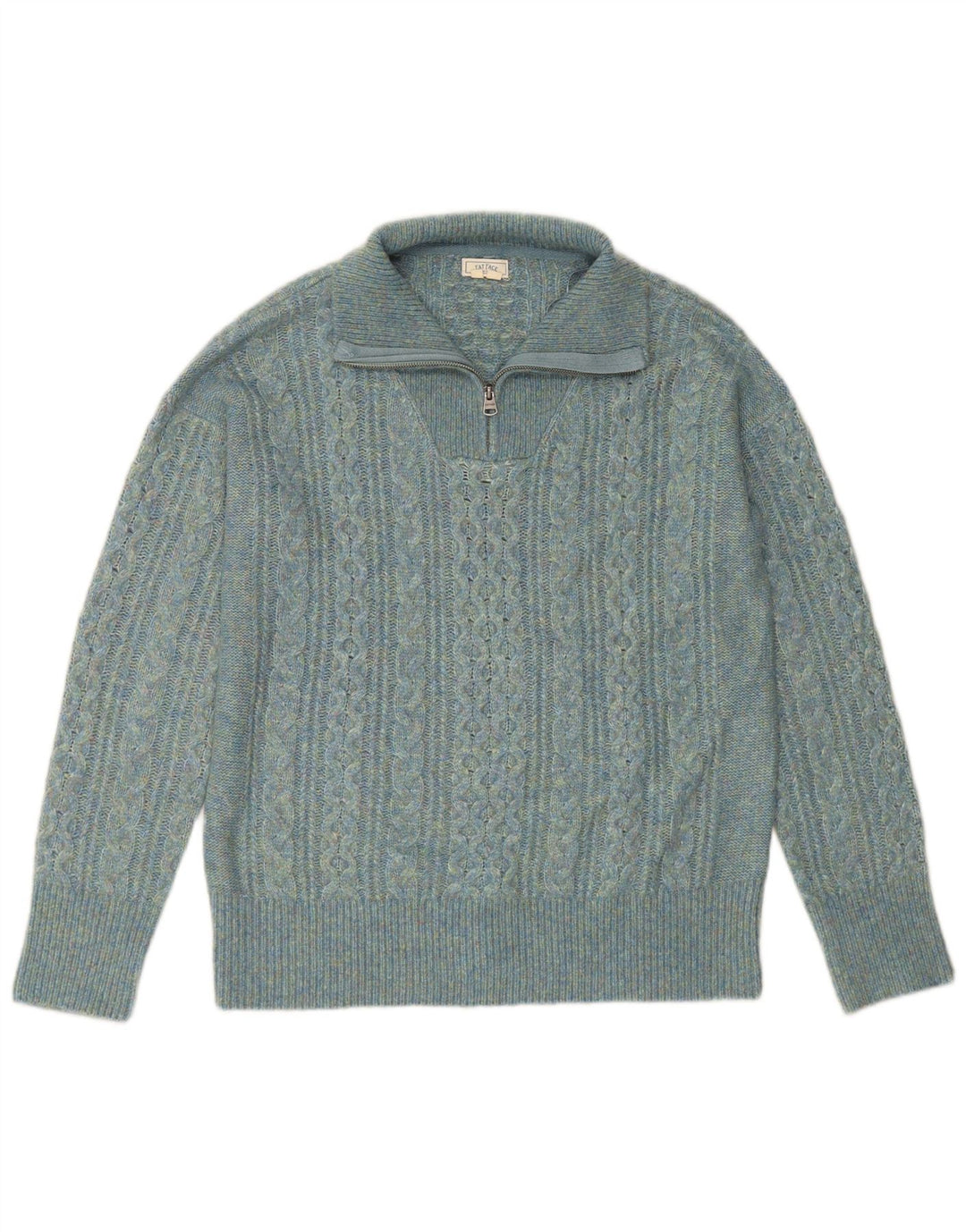 FAT FACE Pull col zippé pour femme UK 14 Large Turquoise Nylon