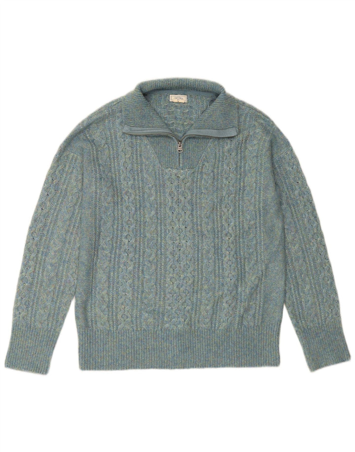 FAT FACE Pull col zippé pour femme UK 14 Large Turquoise Nylon