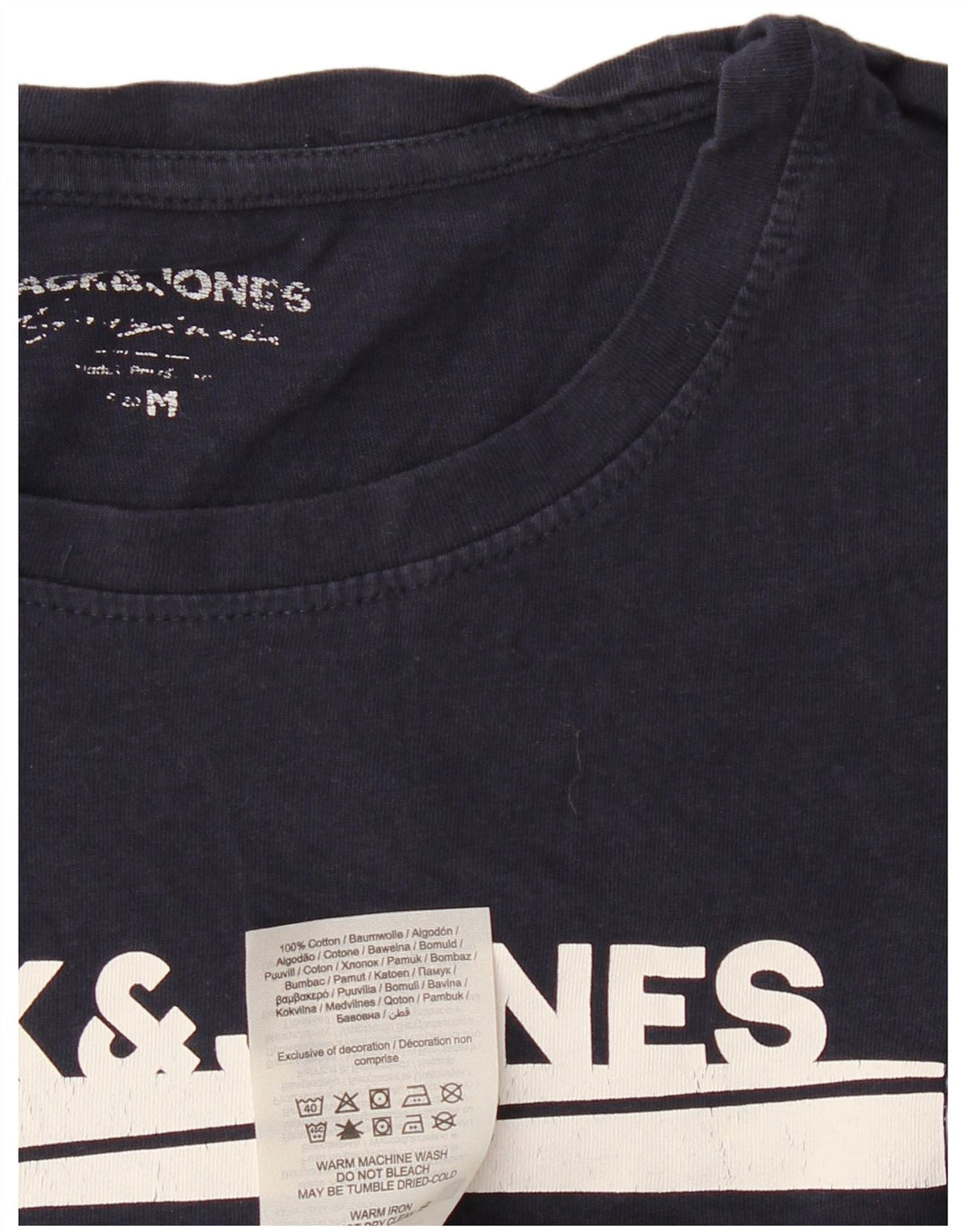 JACK & JONES T-Shirt Graphique Homme Bleu Marine Moyen Coton
