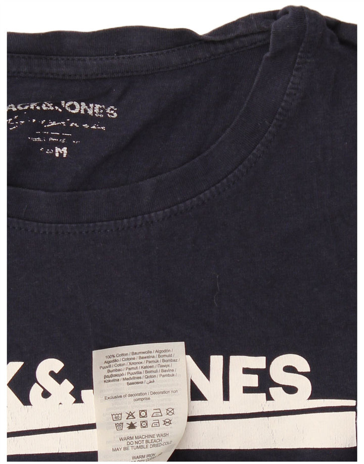 JACK & JONES T-Shirt Graphique Homme Bleu Marine Moyen Coton