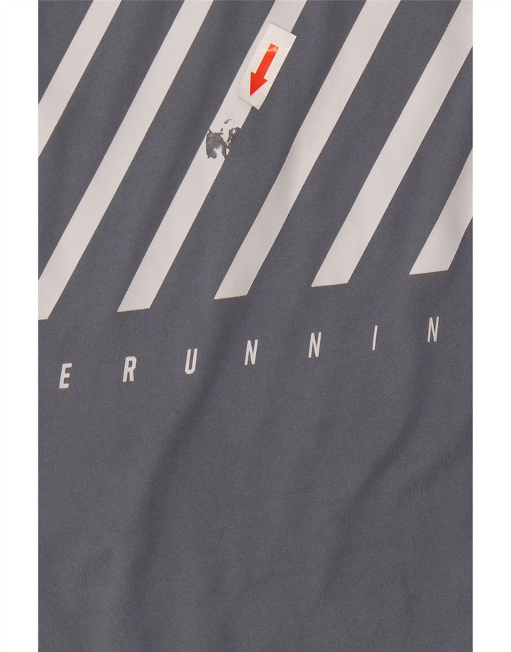 Nike Hommes Dri Fit Graphic T-Shirt Top XL Gris Rayé Polyester