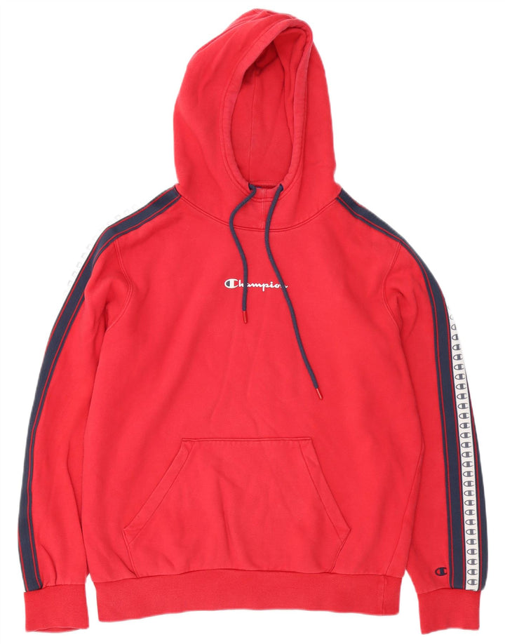 CHAMPION Pull à capuche graphique pour hommes, grand color block rouge