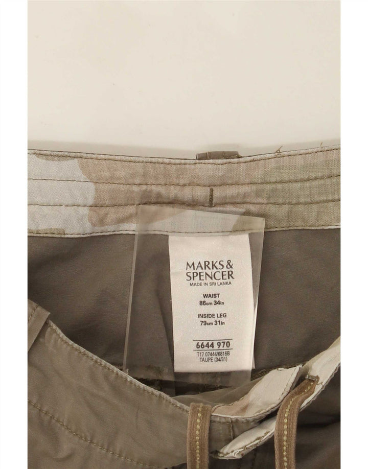 Marks & Spencer Pantalon cargo droit pour homme W34 L31 Coton beige