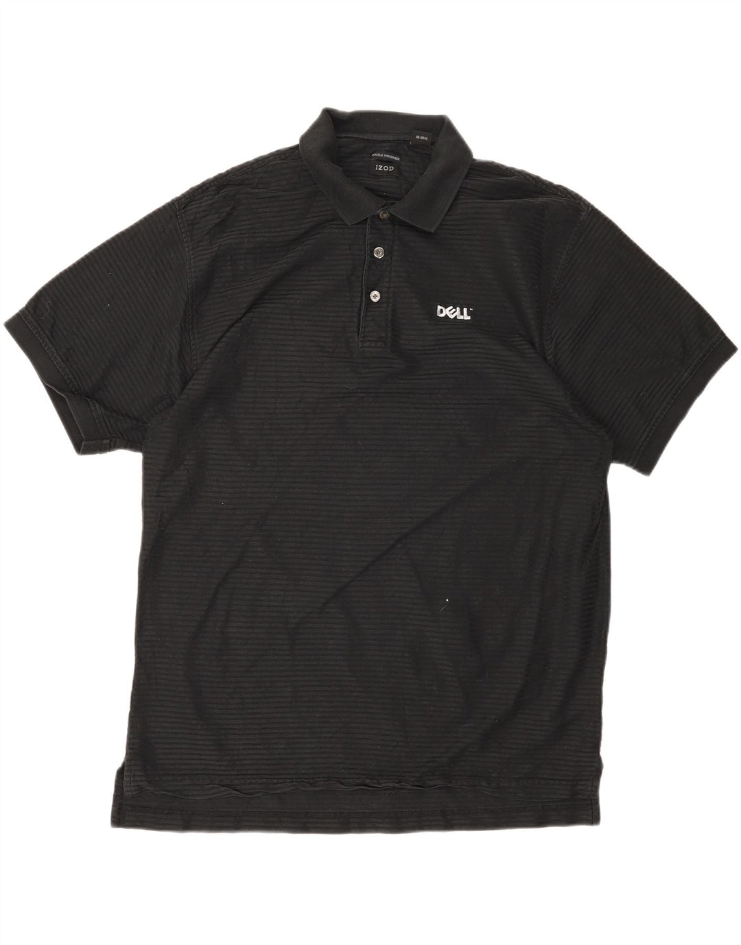 IZOD Mens Polo Shirt XL Black Striped Cotton Vintage Izod and Second-Hand Izod from Messina Hembry 