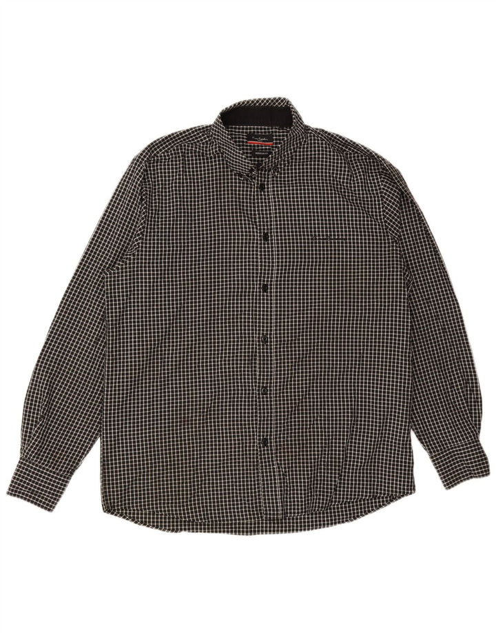 Pierre Cardin Chemise Regular Fit Homme XL Noir Carreaux Polyester