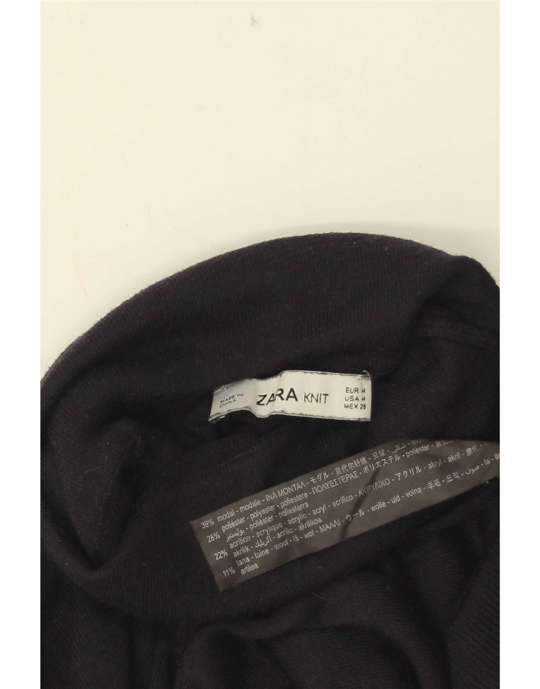 Zara Pull col roulé pour femme UK 12 Bleu marine moyen Modal