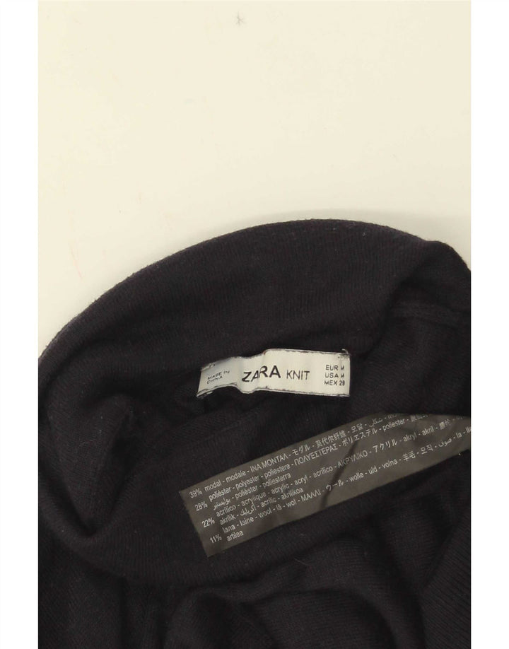 Zara Pull col roulé pour femme UK 12 Bleu marine moyen Modal
