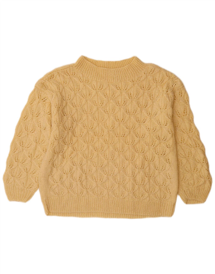 VINTAGE Pull col roulé femme UK 14 Grand Beige