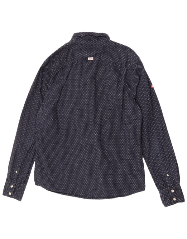 Superdry Chemise Homme 2XL Bleu Marine À Pois Coton
