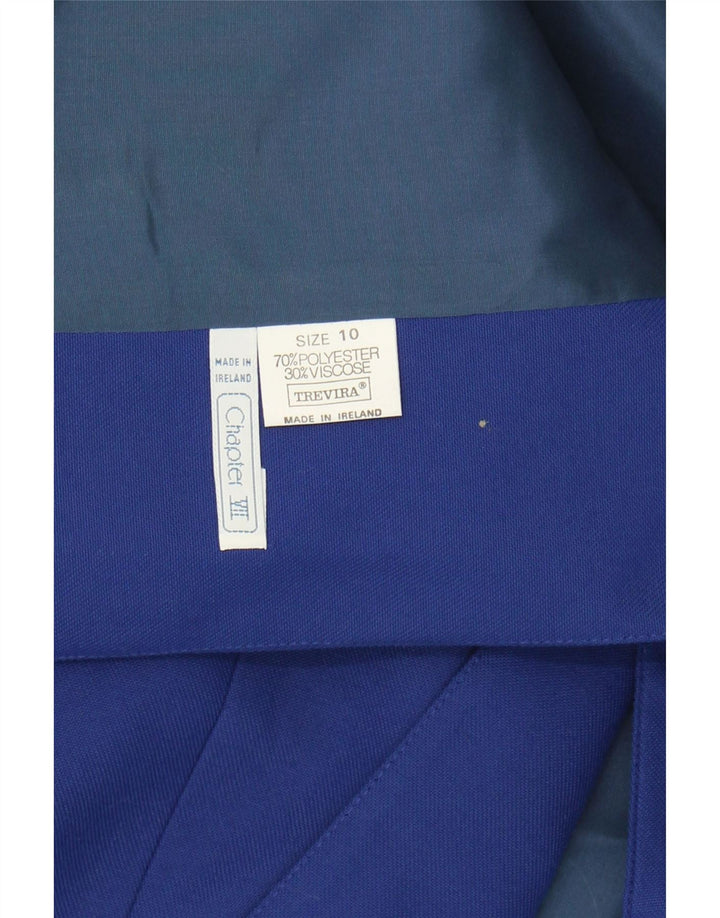 TREVIRA Womens 1 Button 2 Piece Skirt Set UK 10 Small W23  Blue Polyester Vintage Trevira and Second-Hand Trevira from Messina Hembry 