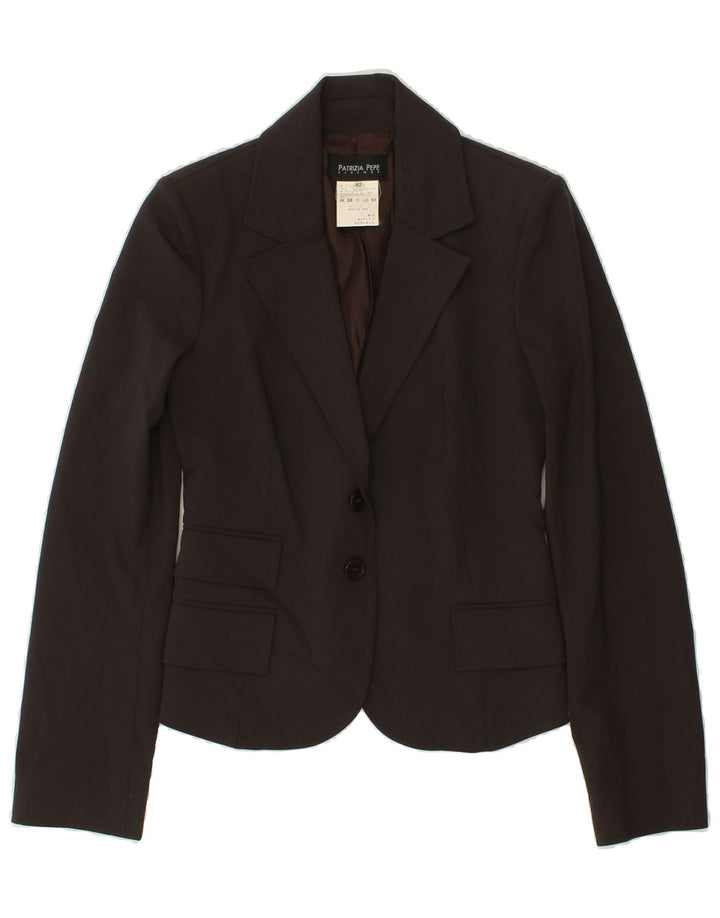 PATRIZIA PEPE Womens Crop 2 Button Blazer Jacket IT 42 Medium Brown Wool Vintage Patrizia Pepe and Second-Hand Patrizia Pepe from Messina Hembry 