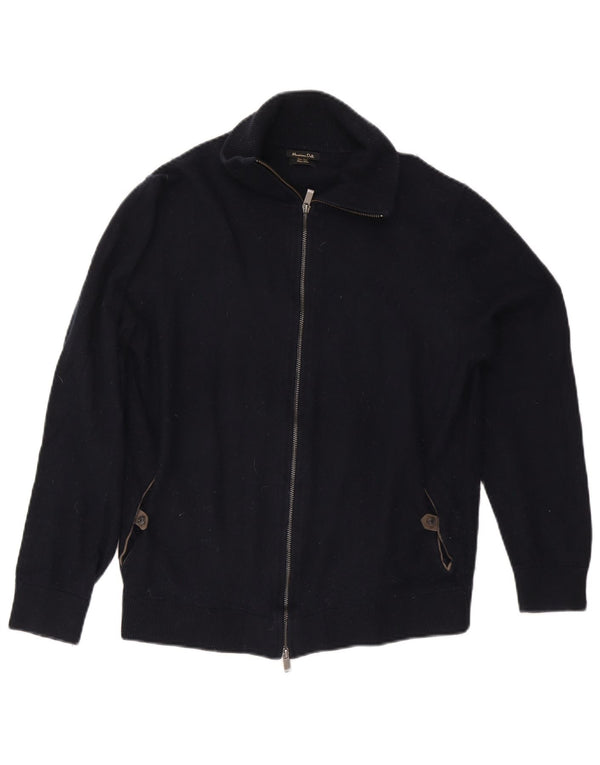 Massimo Dutti Cardigan Homme Pull Large Bleu Marine Coton