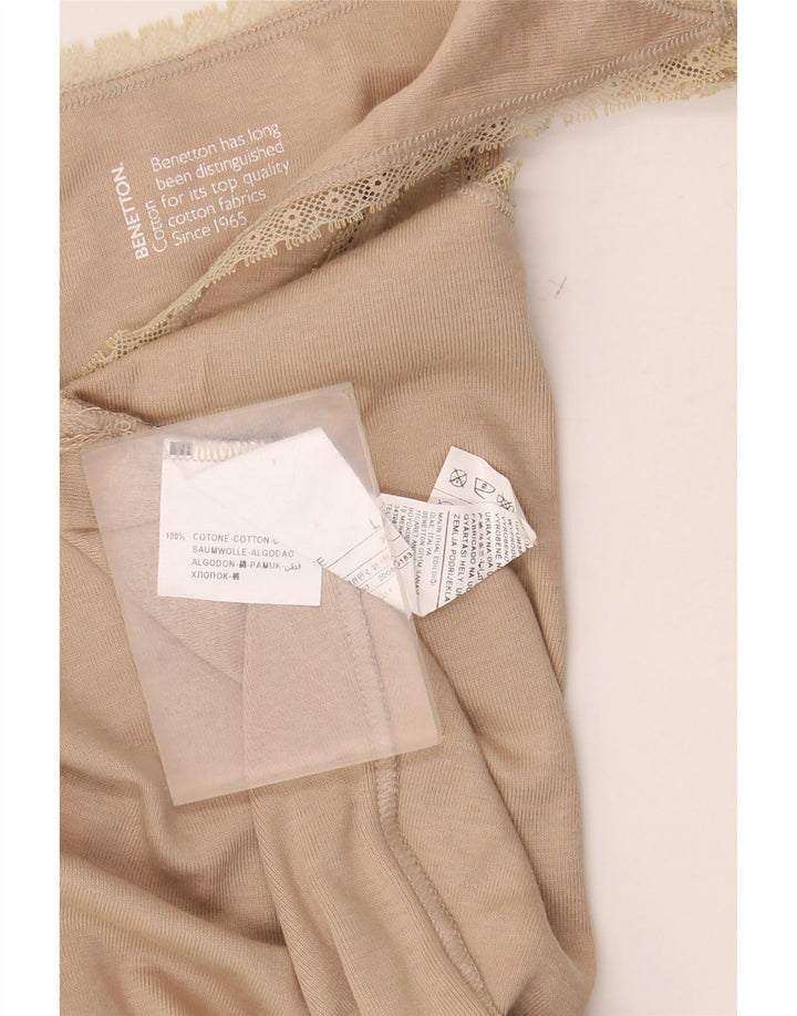 BENETTON Femme Cami Top UK 14 Grand Beige Floral Coton