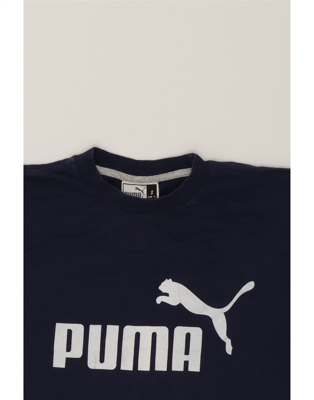 PUMA Mens Graphic T-Shirt Top Small Navy Blue Cotton Vintage Puma and Second-Hand Puma from Messina Hembry 