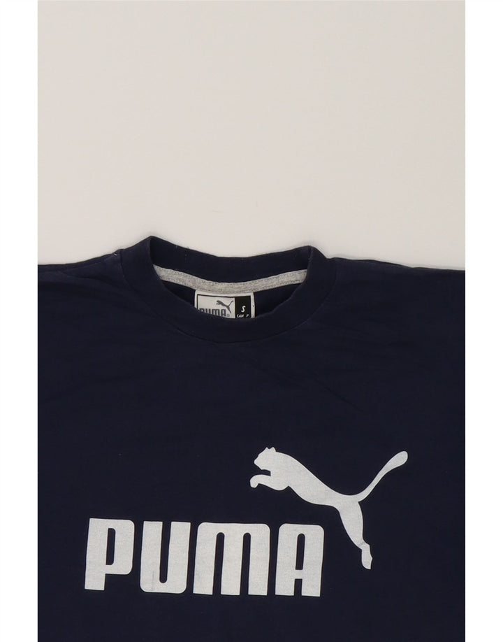 PUMA Mens Graphic T-Shirt Top Small Navy Blue Cotton Vintage Puma and Second-Hand Puma from Messina Hembry 