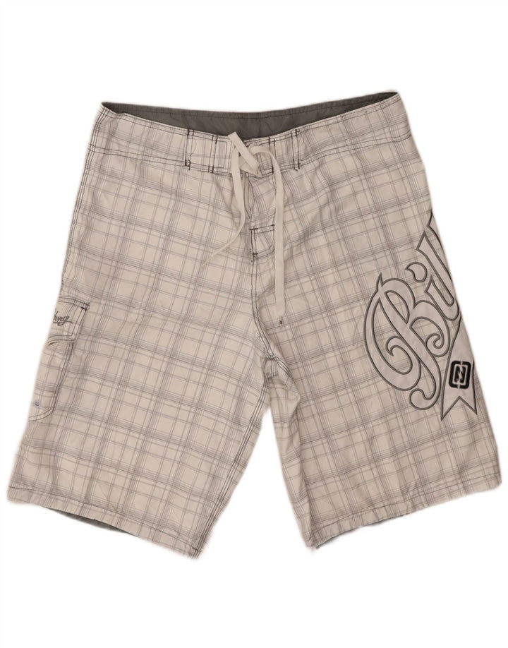 Billabong Short de bain graphique pour hommes en polyester à carreaux blancs