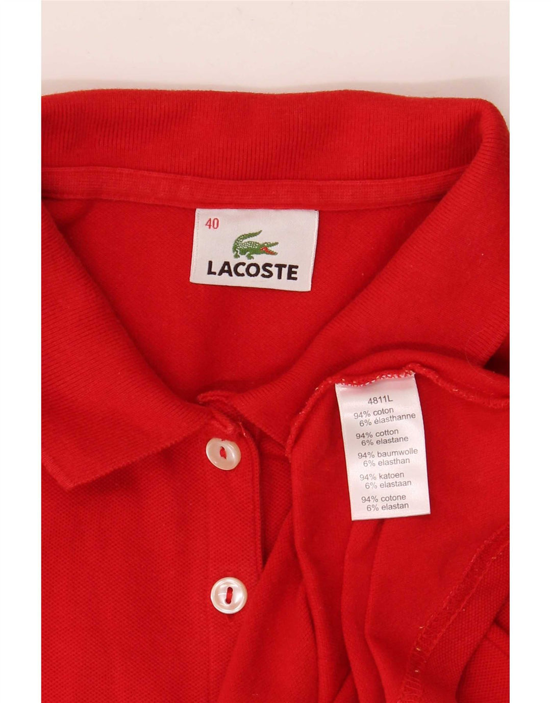 Lacoste Polo Femme Taille 40 Coton Rouge Moyen